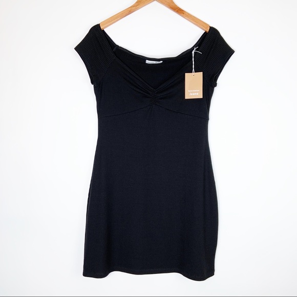 NWT Reformation Black Sweet Mini Dress Size Large - Picture 4 of 8